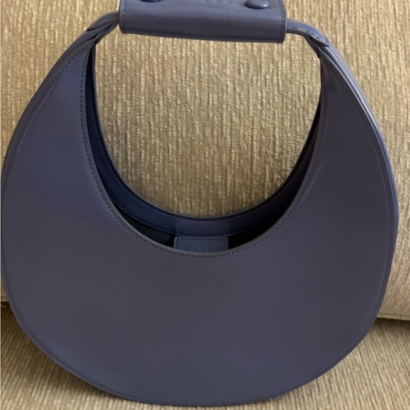 STAUD Moon Bag Crescent Shoulder Bag Blue Leather Like New - Picture 3 of 7
